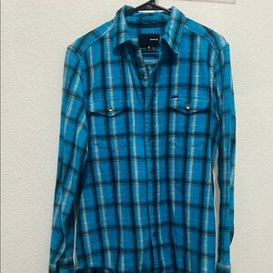 Hurley Blue Plaid Button-Up Shirt